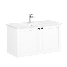 Vitra Root Classic 68729 Lavabo Dolabı, Kapaklı, 100 Cm, Mat Beyaz, Köşeli Lavabolu